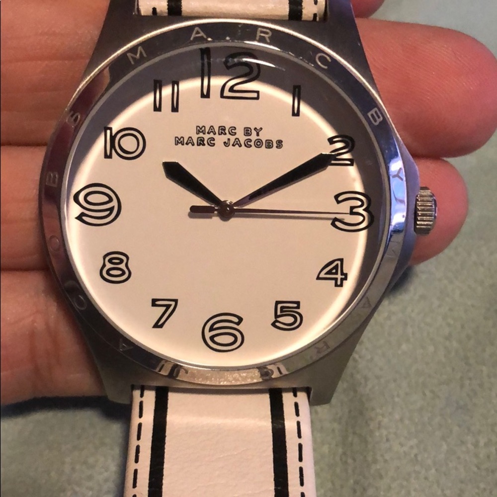 Marc by Marc Jacobs white leather watch